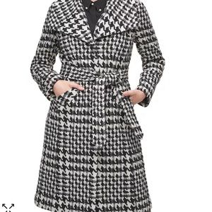 NWOT Houndstooth Women's Single-Breasted Belted Coat